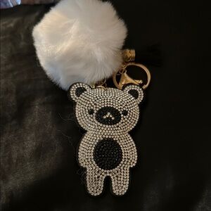 Crystal Bear Keychain with Pom Pom